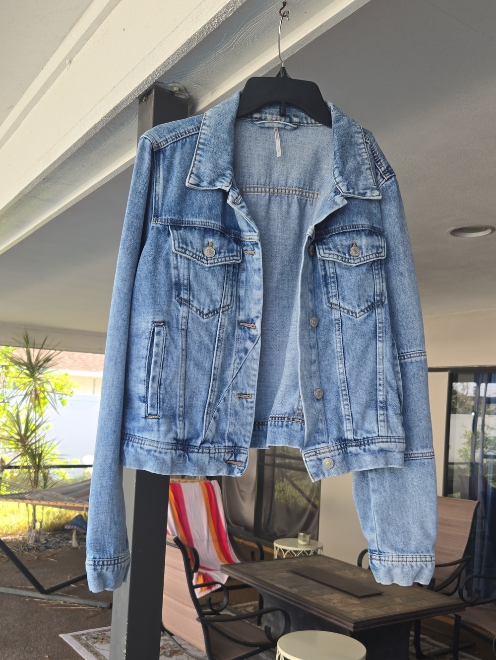 Free People Light Blue Denim Jacket - Women's Classic Jean Coat